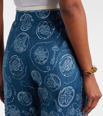 Lucky printed linen wide-leg pants | Alémais
