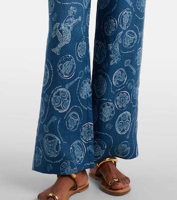 Lucky printed linen wide-leg pants | Alémais