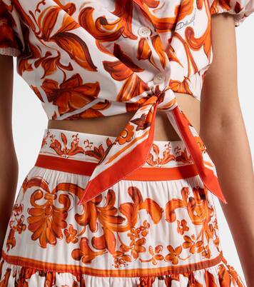 Majolica cropped cotton poplin blouse | Dolce&Gabbana