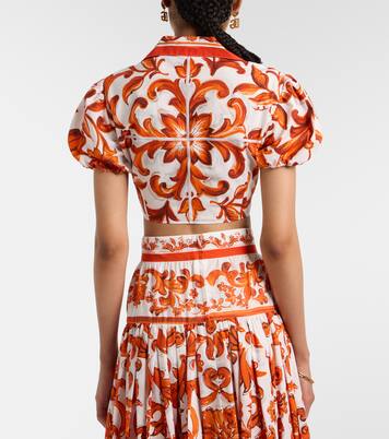 Majolica cropped cotton poplin blouse | Dolce&Gabbana
