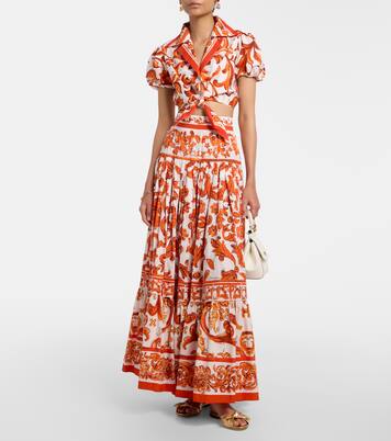 Majolica cropped cotton poplin blouse | Dolce&Gabbana