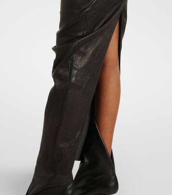 Dirt Pillar leather and cotton midi skirt | Rick Owens