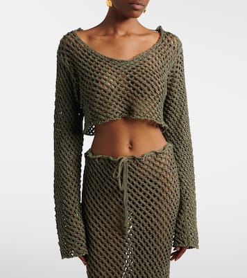 Magen crochet cotton-blend crop top | Bananhot