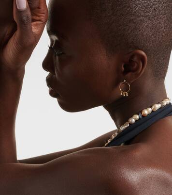 Orecchini a cerchio in oro giallo 18kt con diamanti | Ileana Makri