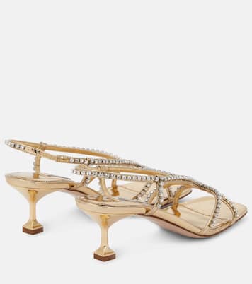 Sandales en cuir métallisé à ornements | Miu Miu