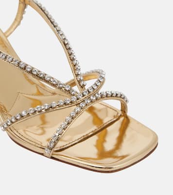 Sandales en cuir métallisé à ornements | Miu Miu