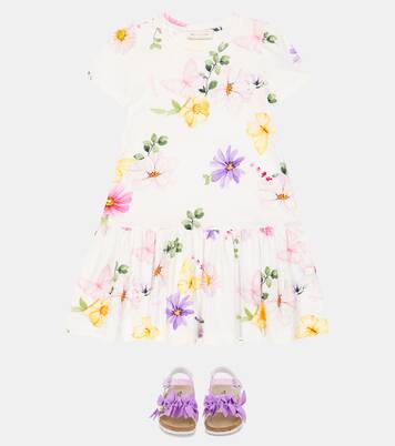 Floral-appliquéd sandals | Monnalisa