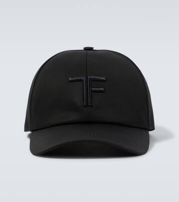 Bestickte Baseballcap aus Canvas mit Leder | Tom Ford