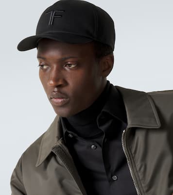 Bestickte Baseballcap aus Canvas mit Leder | Tom Ford