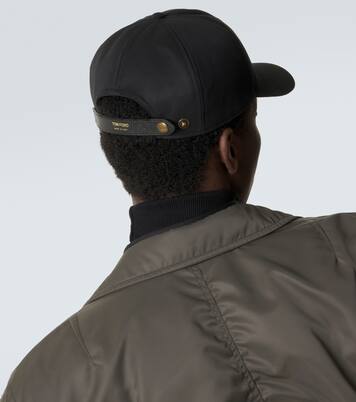 Bestickte Baseballcap aus Canvas mit Leder | Tom Ford
