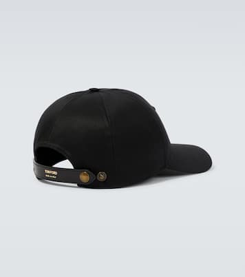 Bestickte Baseballcap aus Canvas mit Leder | Tom Ford