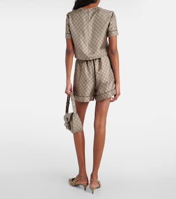 Top cropped in twill di seta GG | Gucci