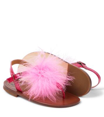 Vernice feather-trimmed leather sandals | PèPè