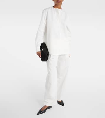 Pantalones anchos de sarga de algodón de tiro alto | Toteme