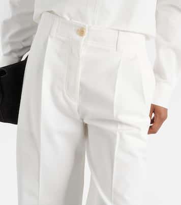 Pantalones anchos de sarga de algodón de tiro alto | Toteme