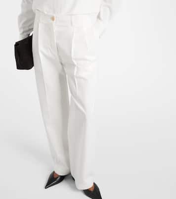 Pantalones anchos de sarga de algodón de tiro alto | Toteme