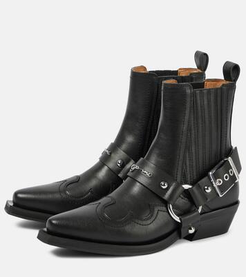 Bestickte Westernstiefel aus Lederimitat | Ganni