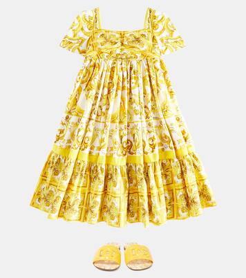 فستان من القطن البوبلين بطبعات | Dolce&Gabbana Kids