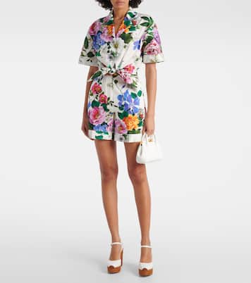 Camisa cropped de algodón floral | Dolce&Gabbana