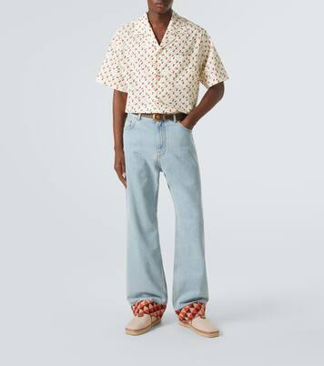 VLogo leather-trimmed canvas espadrilles | Valentino Garavani