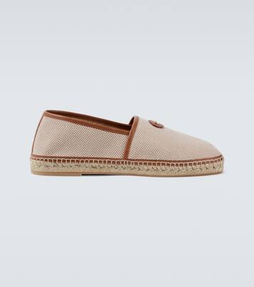VLogo leather-trimmed canvas espadrilles | Valentino Garavani