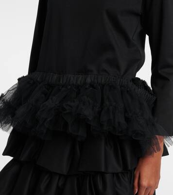 Top aus Baumwoll-Jersey mit Tüll | Noir Kei Ninomiya