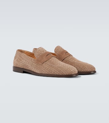 Woven suede penny loafers | Brunello Cucinelli