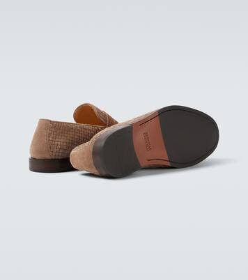 Woven suede penny loafers | Brunello Cucinelli