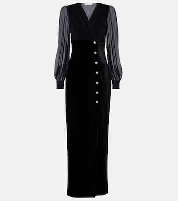 Robe longue en velours et georgette | Alessandra Rich