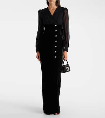 Robe longue en velours et georgette | Alessandra Rich