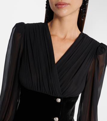Robe longue en velours et georgette | Alessandra Rich