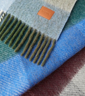 Checked alpaca and wool-blend blanket | Loewe