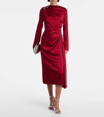 Robe de cocktail en satin à cristaux | Erdem