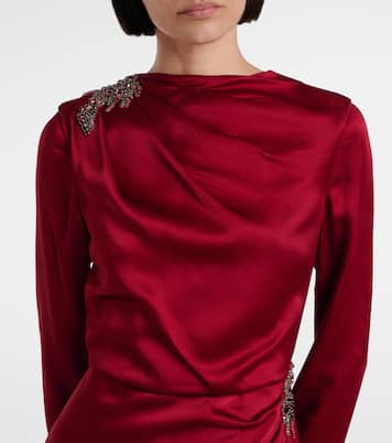 Robe de cocktail en satin à cristaux | Erdem