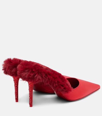 Km Fur 85 crêpe satin mules | Christian Louboutin