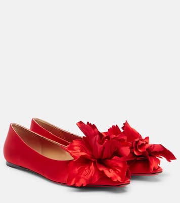 Gemy floral-appliqué satin ballet flats | Ferragamo