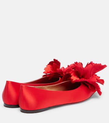 Gemy floral-appliqué satin ballet flats | Ferragamo