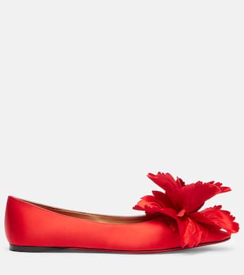 Gemy floral-appliqué satin ballet flats | Ferragamo