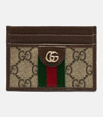 Ophidia leather-trimmed card holder | Gucci