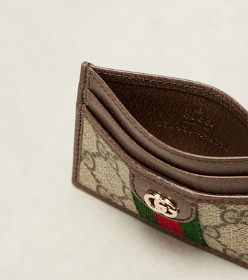 Ophidia leather-trimmed card holder | Gucci