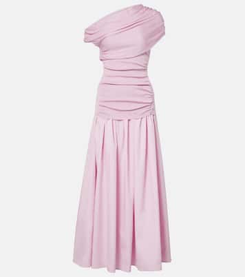 Asymmetric draped midi dress | Self-Portrait