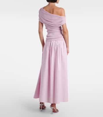 Asymmetric draped midi dress | Self-Portrait