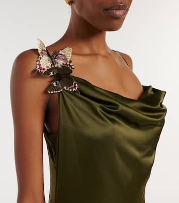 Abito lungo in raso con applicazioni | Blumarine