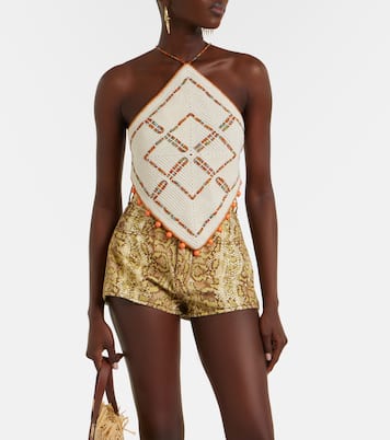 Boa snake-print denim shorts | Alémais