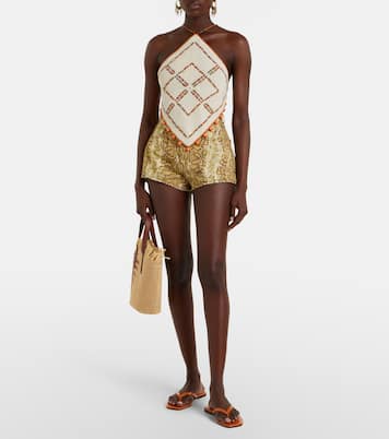 Boa snake-print denim shorts | Alémais