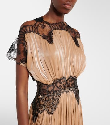 Abito lungo in velluto con pizzo | Costarellos