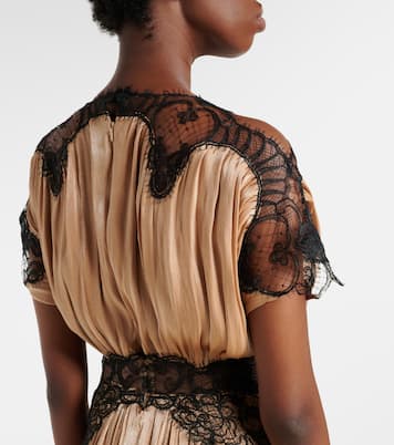 Abito lungo in velluto con pizzo | Costarellos