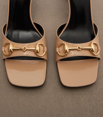 Signora Horsebit leather slingback sandals | Gucci