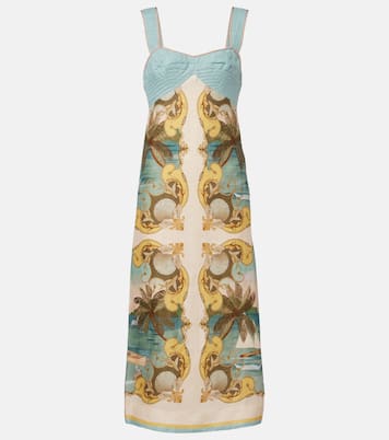 Royal Sea printed linen midi dress | Farm Rio