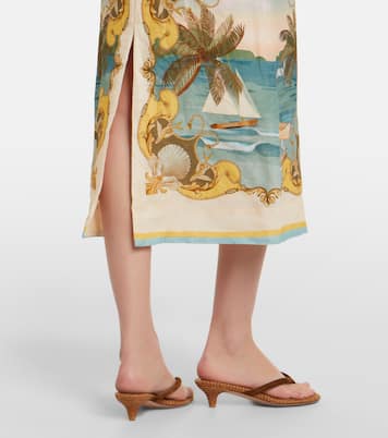 Royal Sea printed linen midi dress | Farm Rio